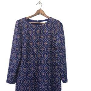 🔥Woman’s Long Sleeve Midi Dress Sz. 14 Blue Tan